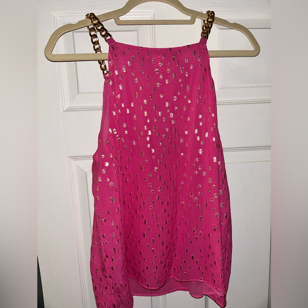 BNWOT Lilly Pulitzer Pink & Gold Tank Top Blouse. Size 14. - Picture 3 of 4